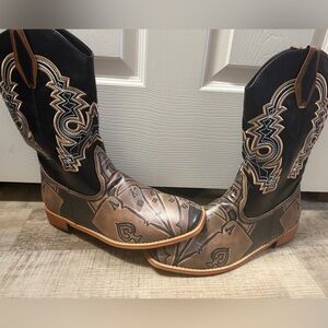 Men's Black and Brown Western Boots